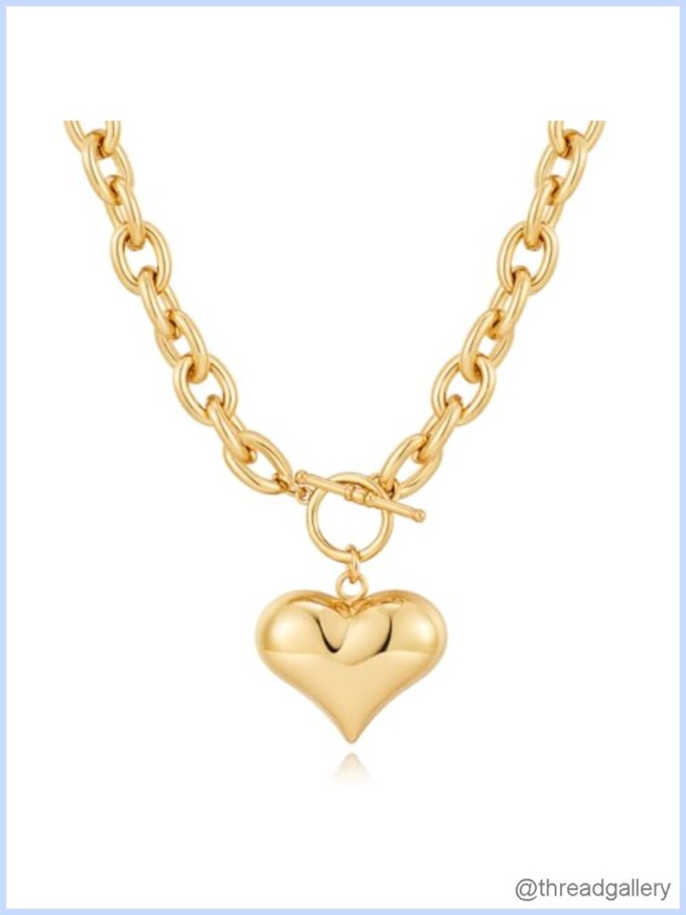 Gold Plated Chunky Heart Pendant Necklace Lobster Clasp